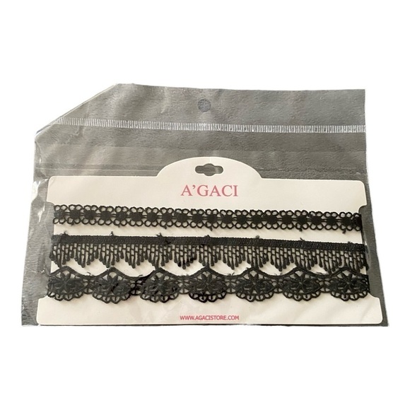 NWT-TWO SETS OF CHOKERS-BLACK & PINK - Picture 2 of 5